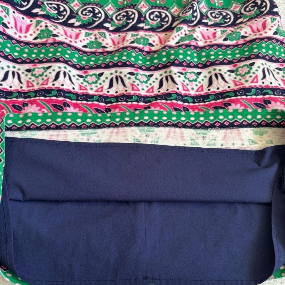 TALBOTS $129 Sz 16p Fringe Trim Vibrant Floral Stripe Lined Dress Easter Preppy - Picture 7 of 7